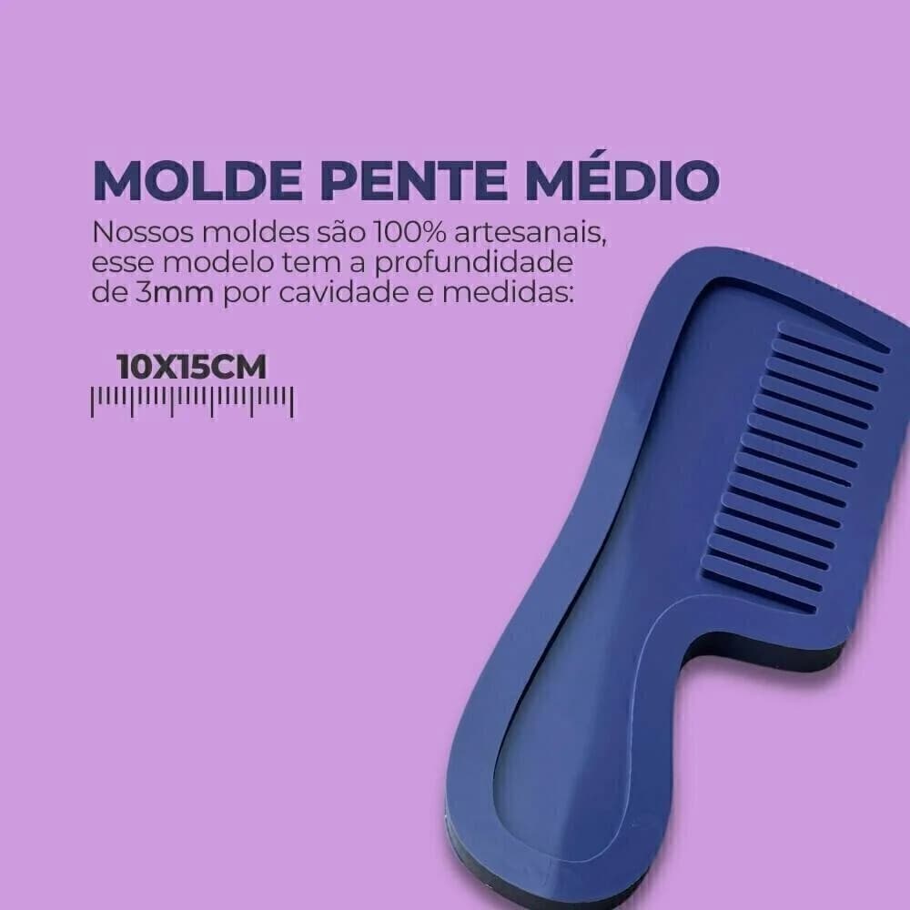 Molde de Silicone Para Resina Epóxi Pente Médio - Imagem 2
