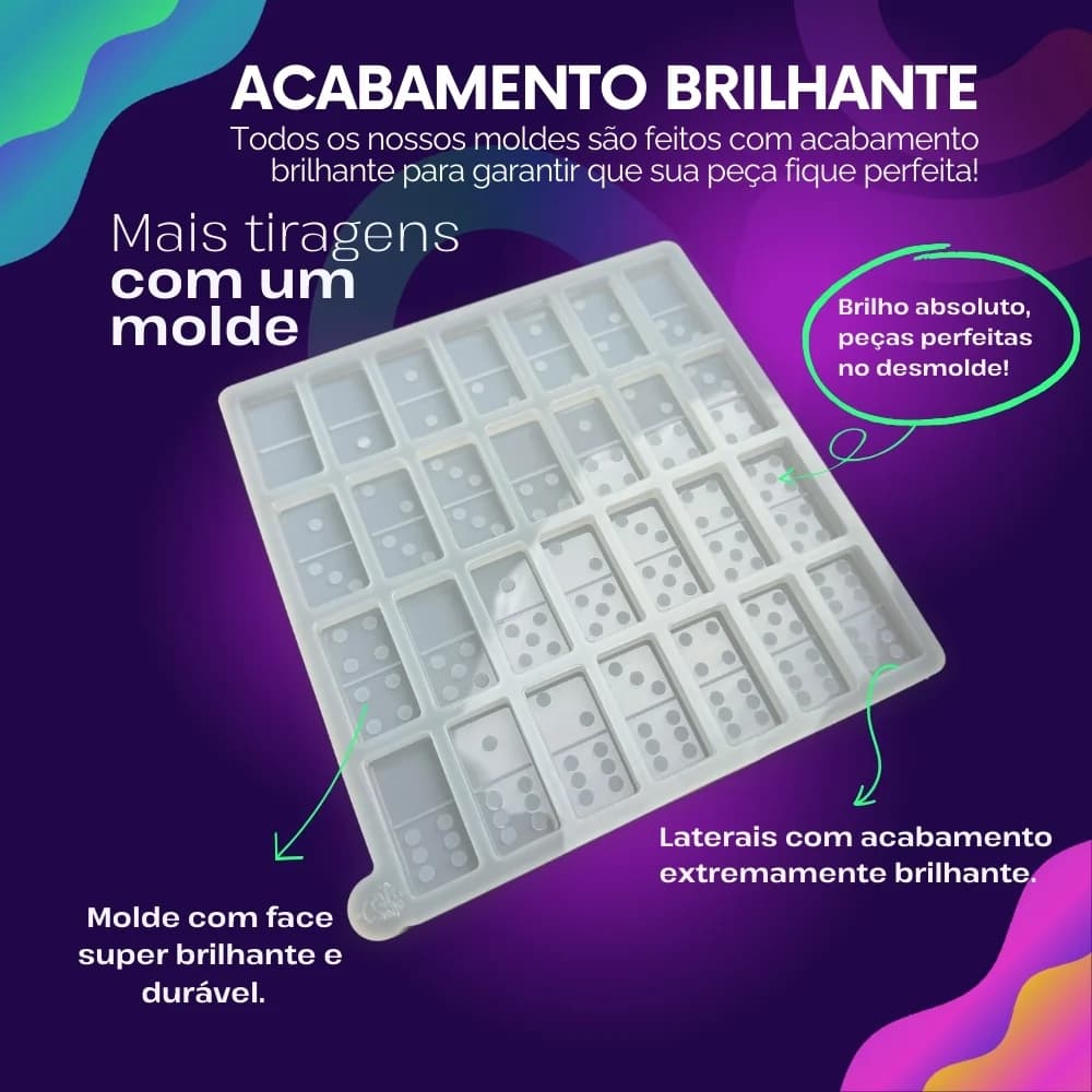 Molde de Silicone Dominó Médio 1,8x3,5cm Espessura de 8mm (3)