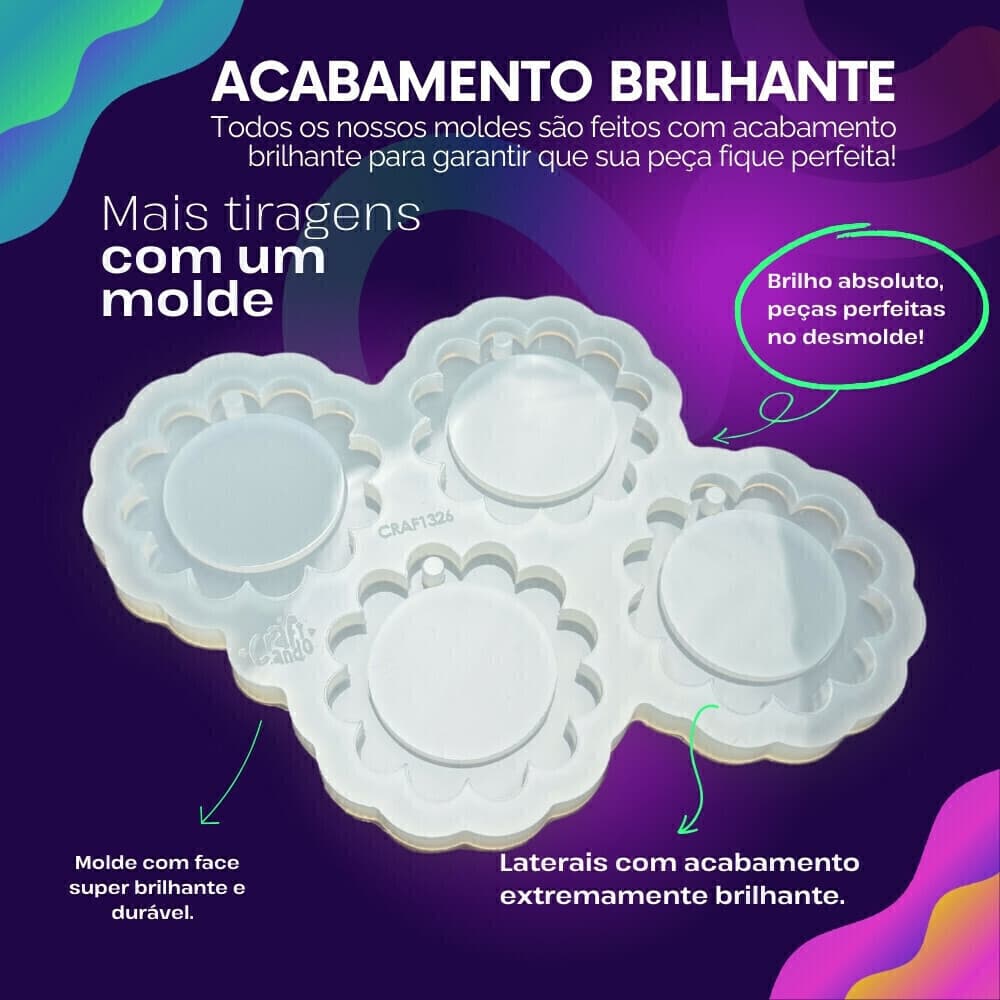 Molde de Silicone Para Resina Espelho Margarida Mini