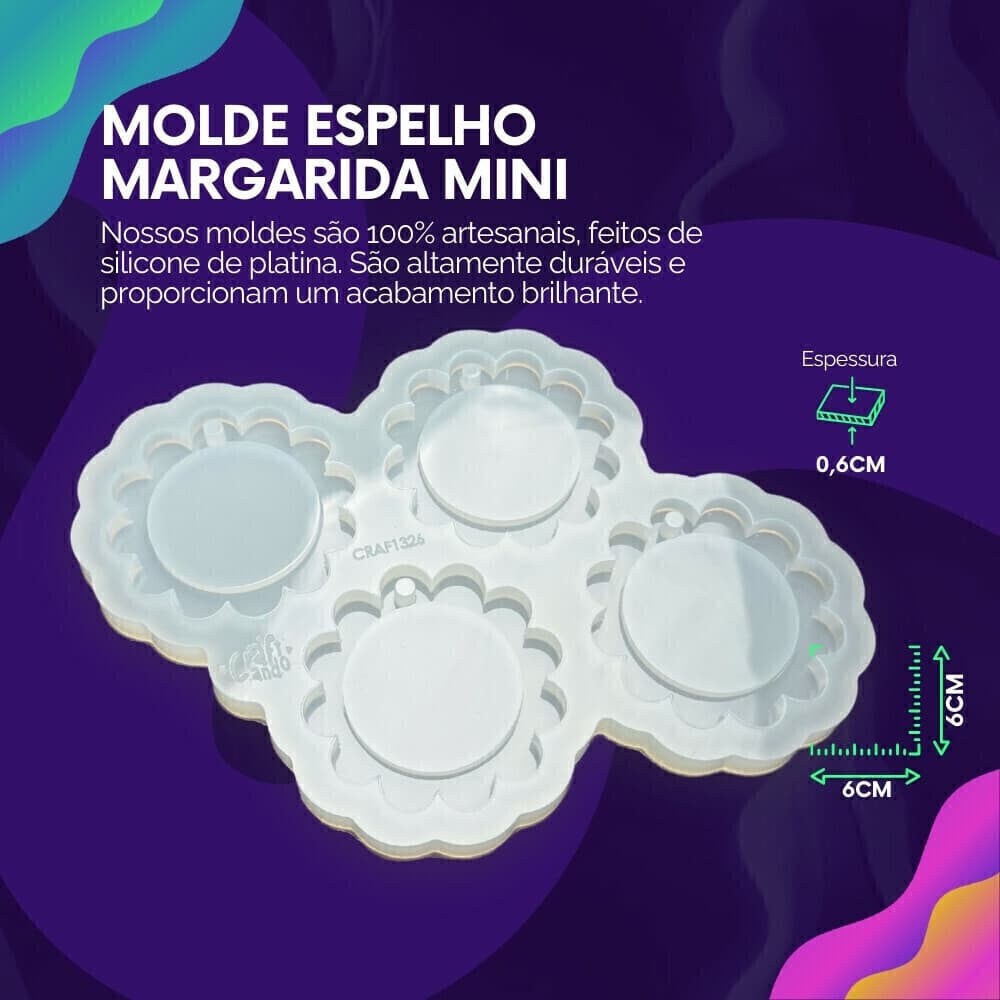 Molde de Silicone Para Resina Espelho Margarida Mini