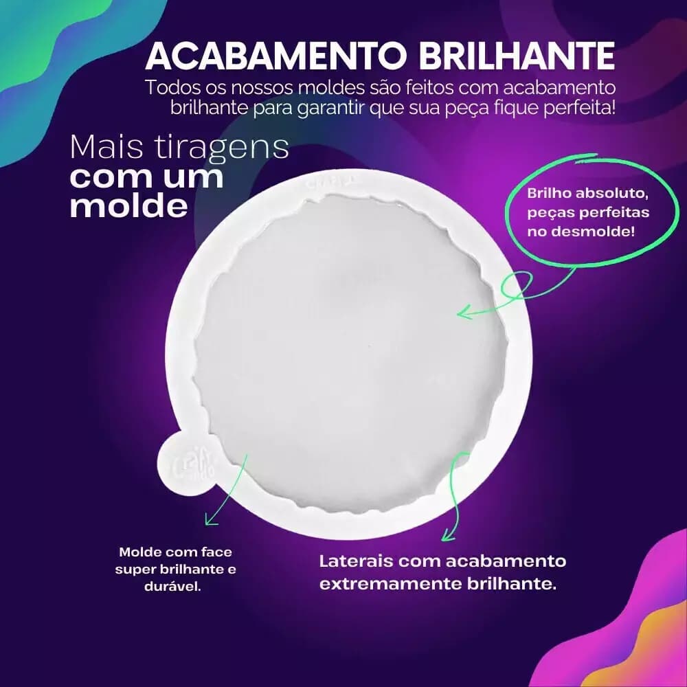 [***BAZAR***] Molde de Silicone Para Resina Porta Copos Geodo 10cm com 5mm