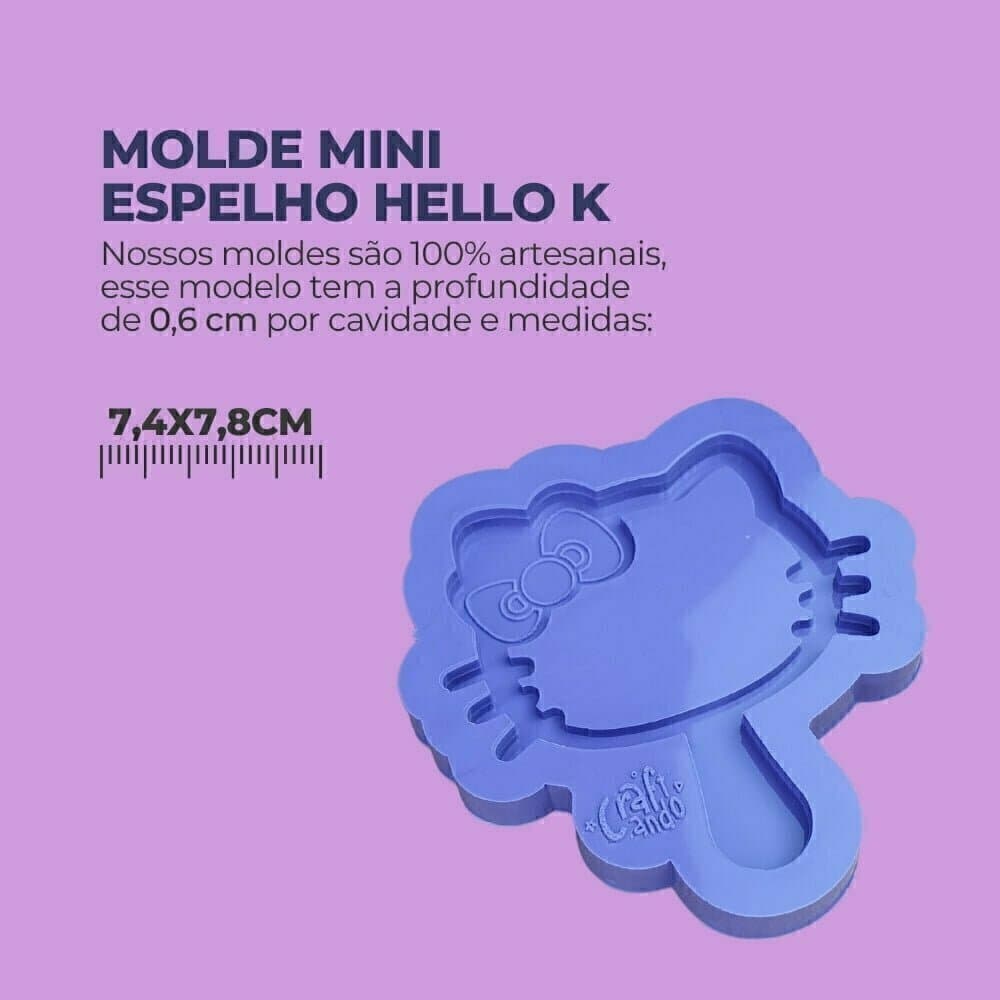 Molde de Silicone Para Resina Epóxi Mini Espelho Hello K