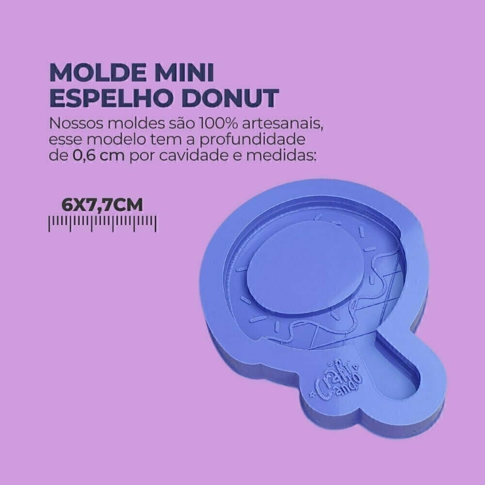 Molde de Silicone Para Resina Epóxi Mini Espelho Donut