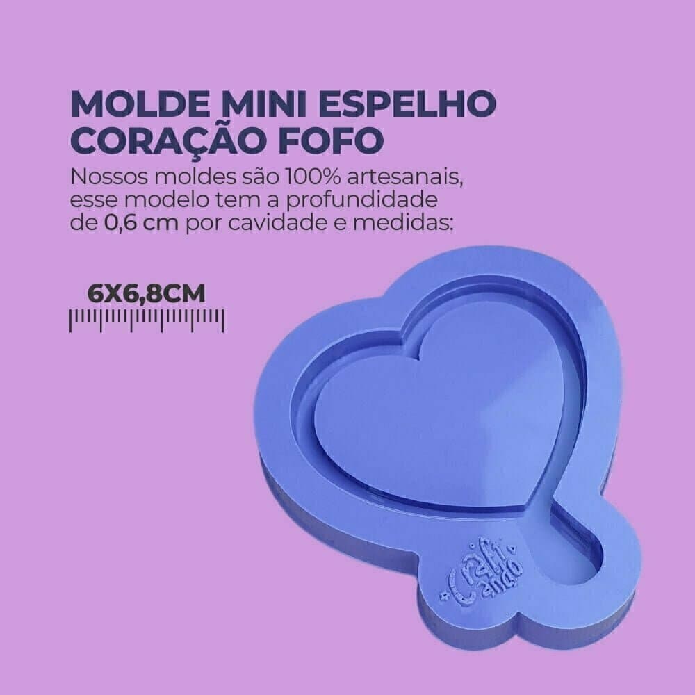 Molde de Silicone Para Resina Epóxi Mini Espelho Coração Fofo