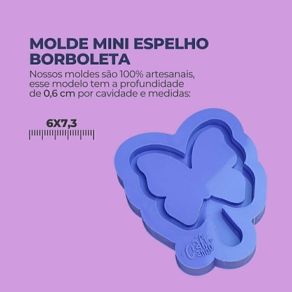 Molde de Silicone Para Resina Epóxi Mini Espelho Borboleta