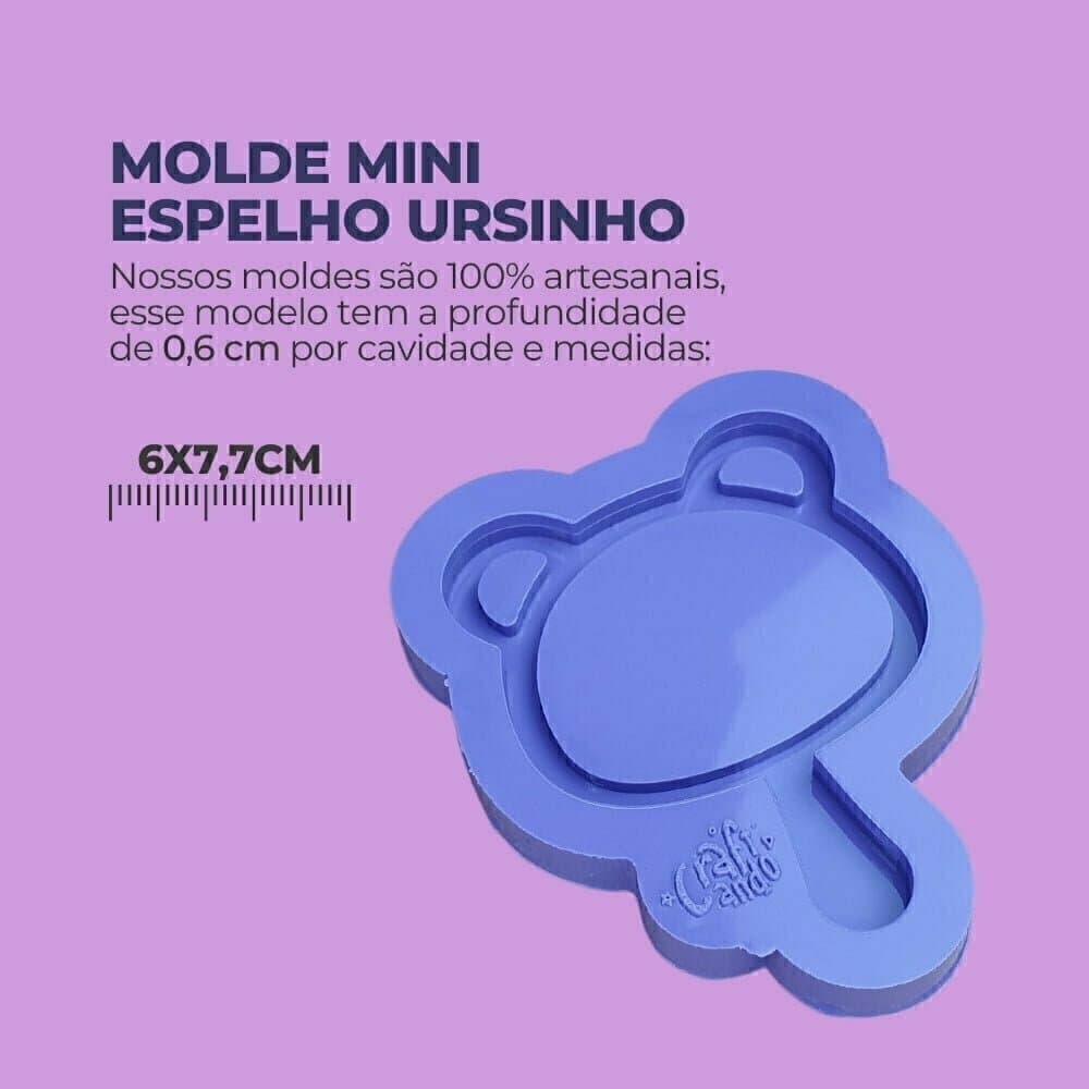 Molde de Silicone Para Resina Epóxi Mini Espelho Ursinho