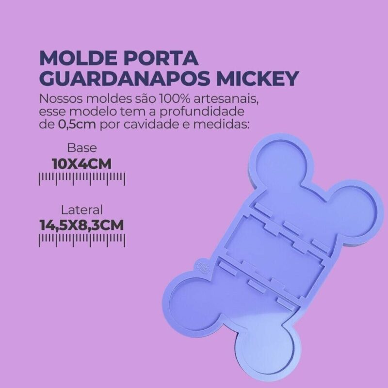 Molde de Silicone Para Resina Epóxi Porta Guardanapo Mickey - Imagem 2