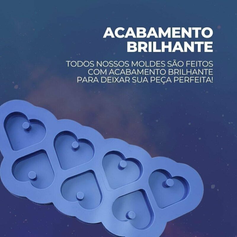 Molde de Silicone Para Resina Epóxi Corações Mini 7 Cavidades - Imagem 3