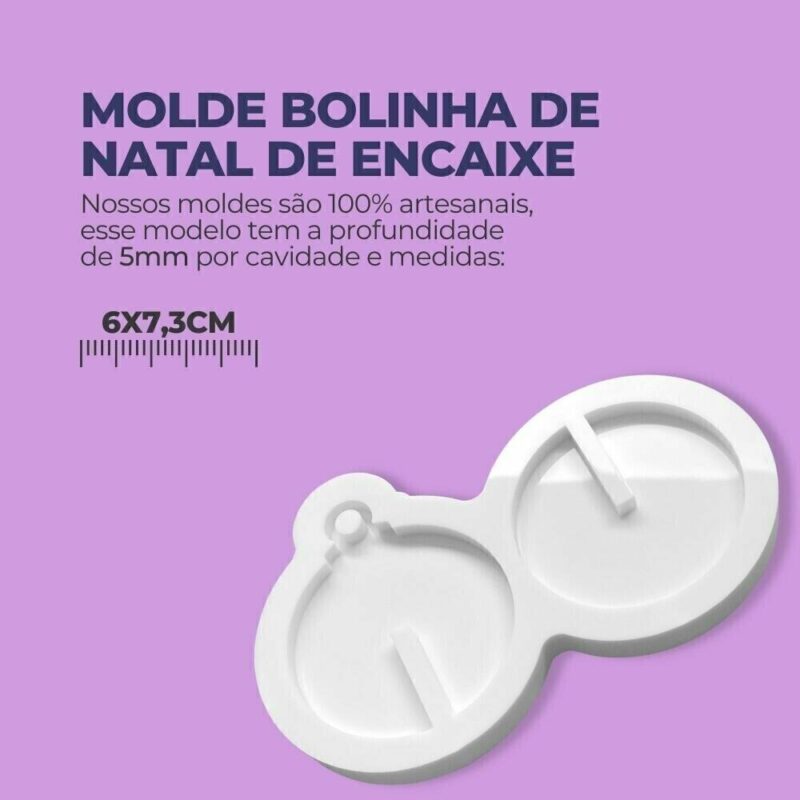 Molde de Silicone Para Resina Epóxi Bolinha de Natal de Encaixe - Imagem 2