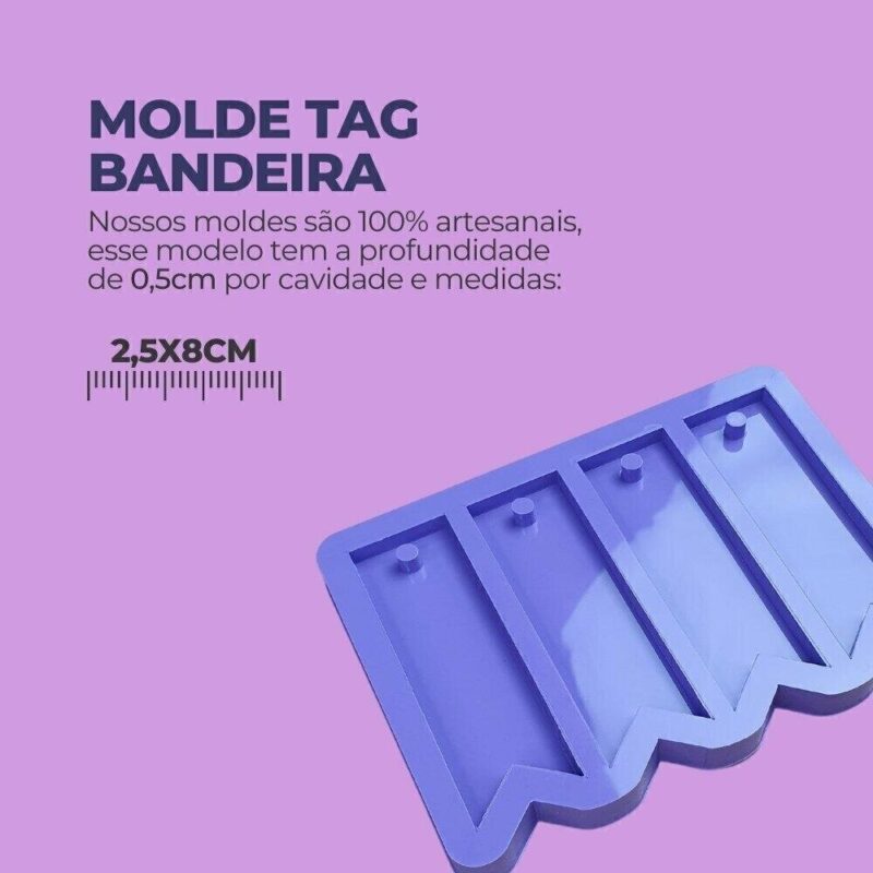 Molde de Silicone Para Resina Epóxi Tag Bandeira - Imagem 2