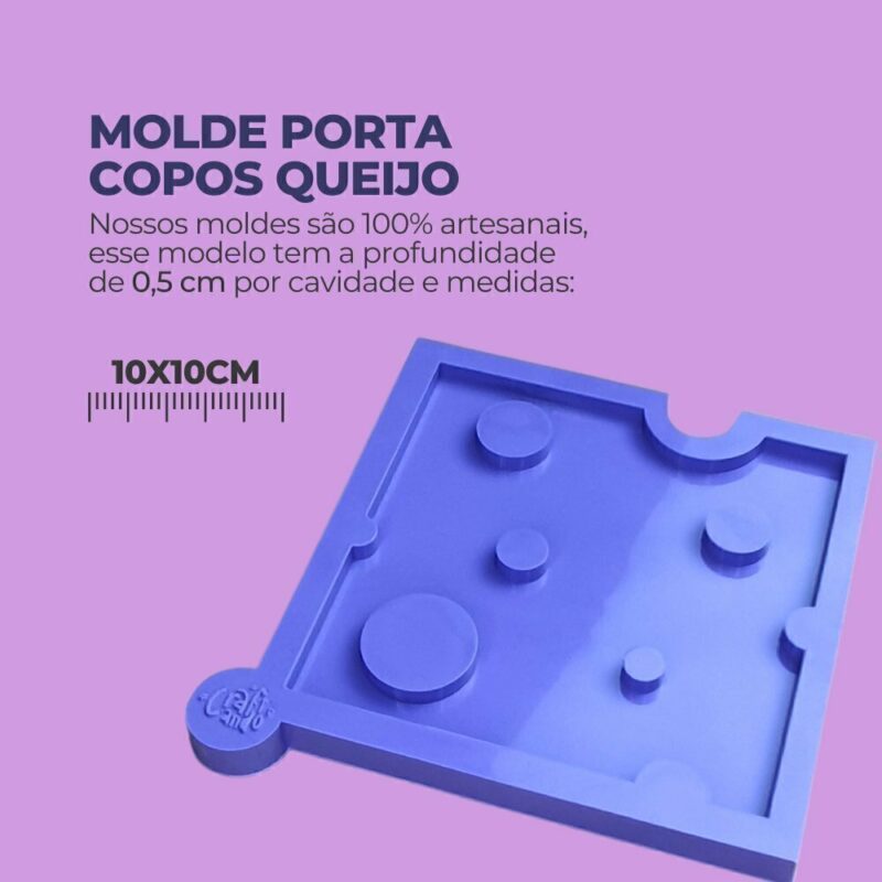 Molde de Silicone Para Resina Epóxi Porta Copos Queijo - Imagem 2
