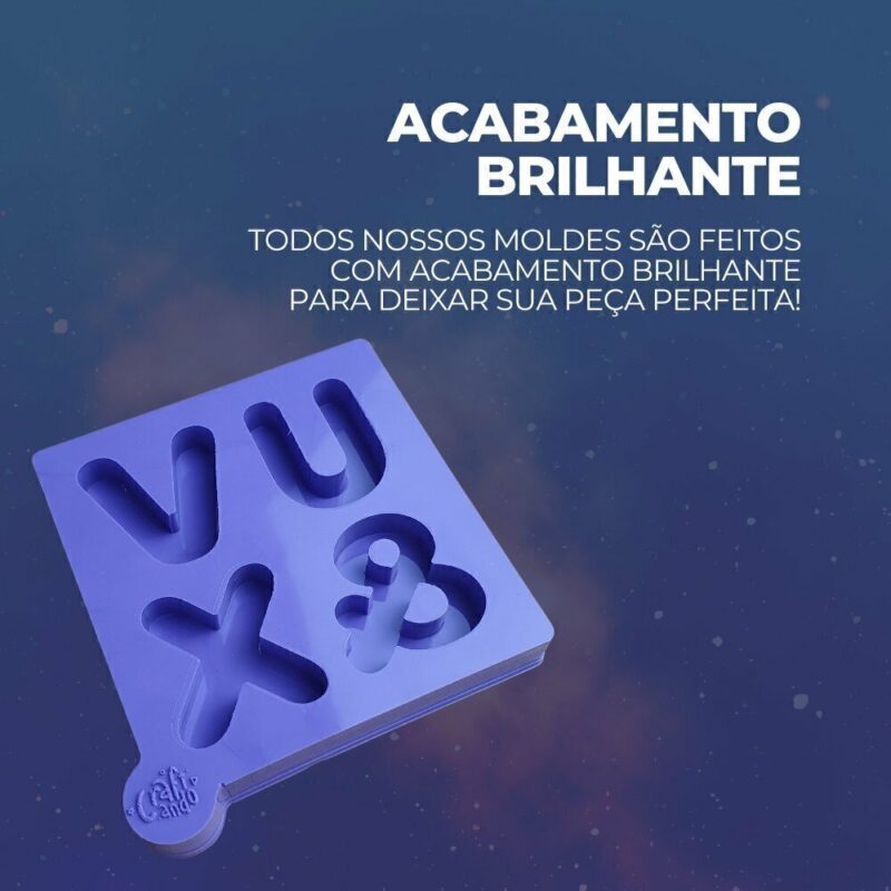 Molde de Silicone Para Resina Epóxi Conjunto de Letras U V X & 4cm - Imagem 3