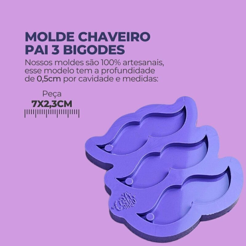 Molde de Silicone Para Resina Chaveiro Pai 3 Bigodes - Imagem 2