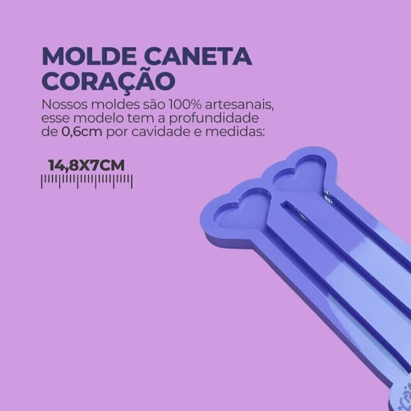 Molde de Silicone Para Resina Epóxi Caneta Coração - Imagem 2