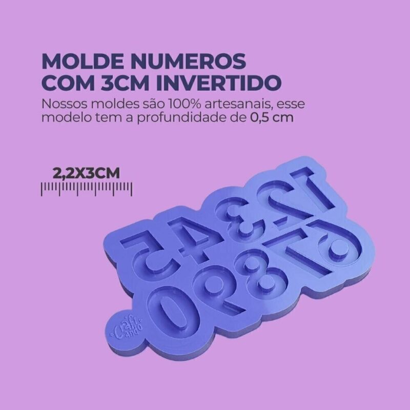 Molde de Silicone Para Resina Epóxi Números com 3cm - Imagem 2