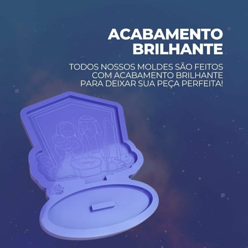 Molde de Silicone Para Resina Epóxi Presépio de Natal com Base 11cm - Imagem 3