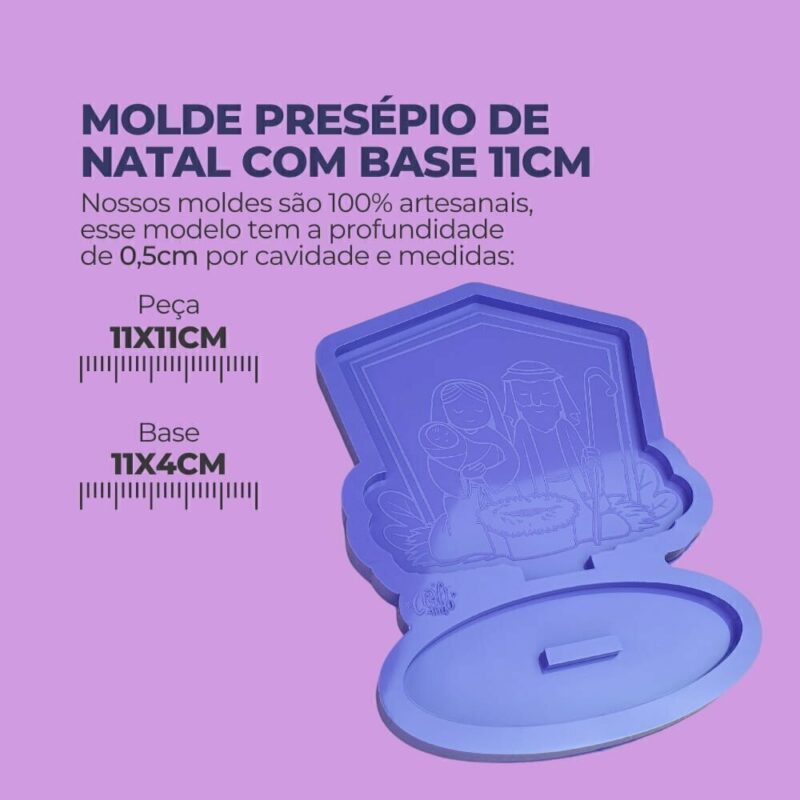 Molde de Silicone Para Resina Epóxi Presépio de Natal com Base 11cm - Imagem 2