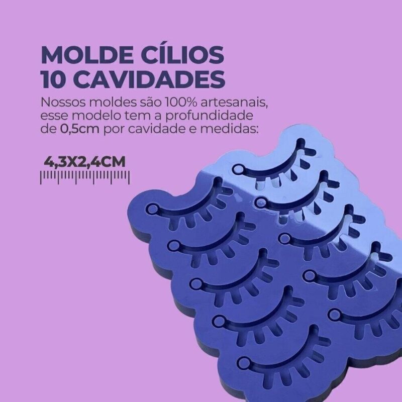 Molde de Silicone Para Resina Epóxi Cílios 10 cavidades - Imagem 3