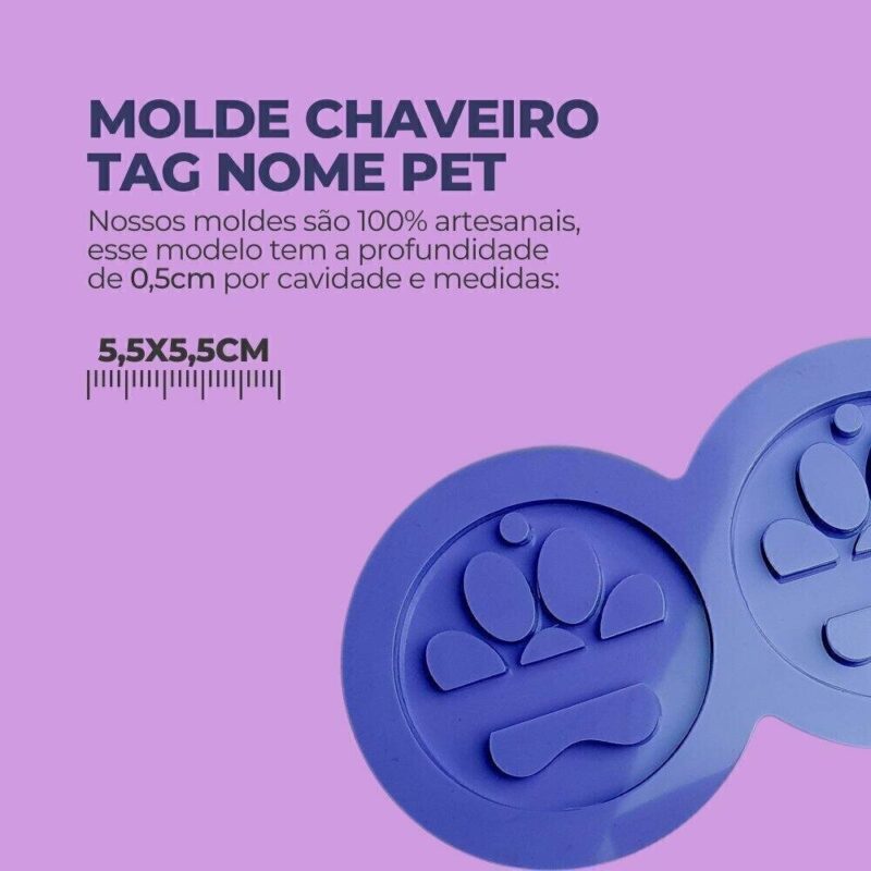 Molde de Silicone Para Resina Epóxi Chaveiro Tag Nome do Pet - Imagem 2