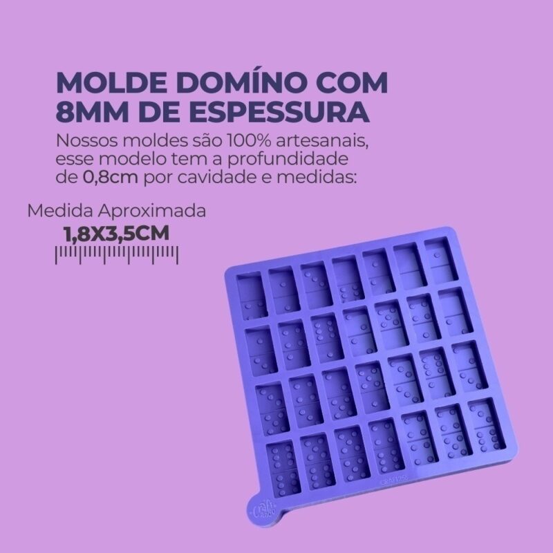 Molde de Silicone Para Resina Epóxi Dominó com Espessura de 8mm - Imagem 2