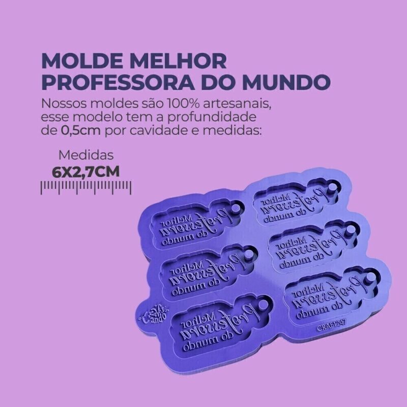 Molde de Silicone Para Resina Epóxi Melhor Professora do Mundo - Imagem 2