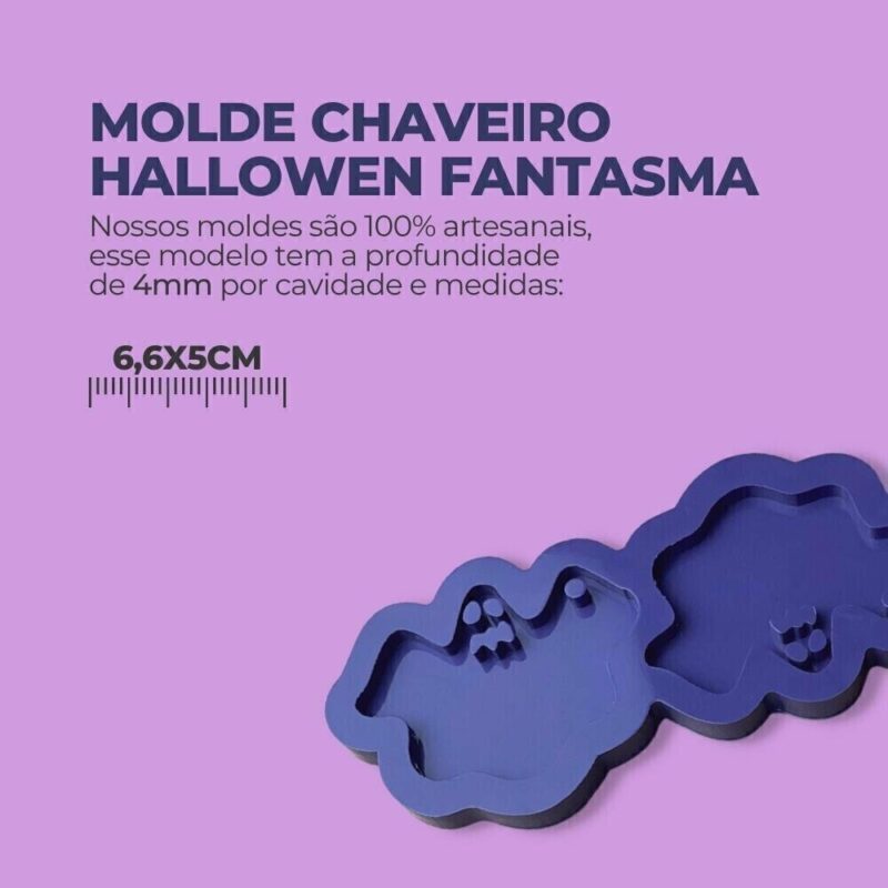 Molde de Silicone Para Resina Epóxi Chaveiro Hallowen Fantasma - Imagem 2