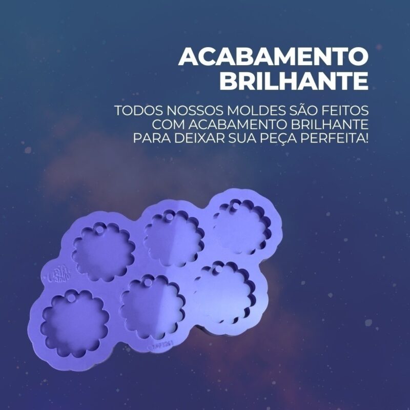 Molde de Silicone Para Resina Epóxi Chaveiro Flor Margarida 6cav - Imagem 3