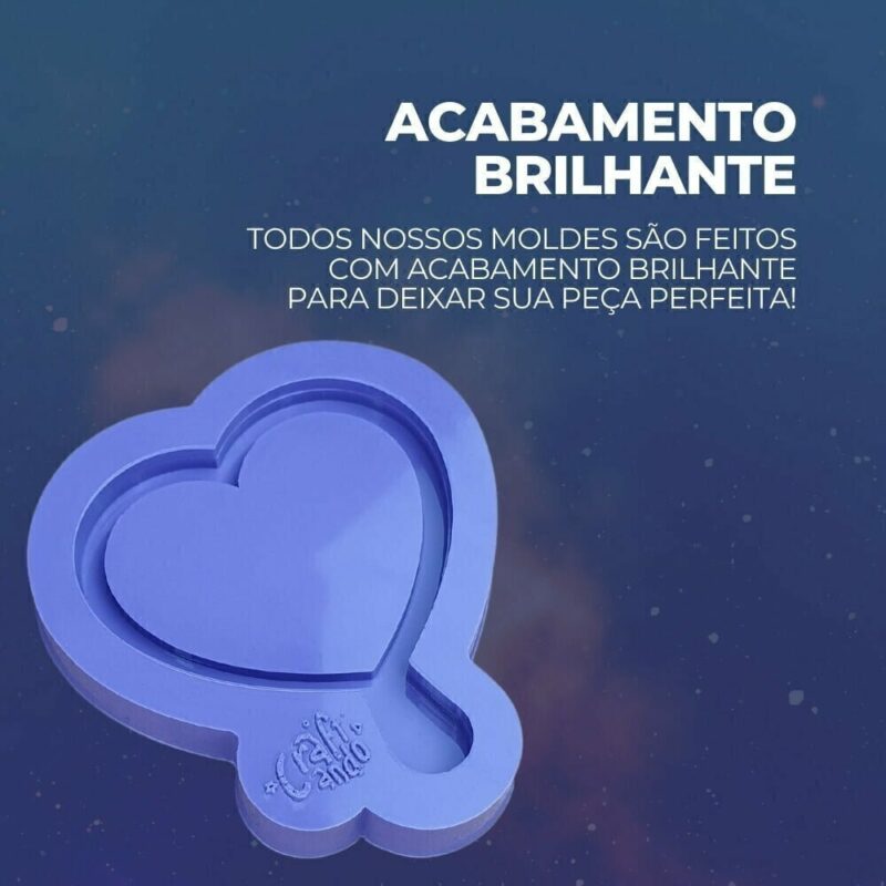 Molde de Silicone Para Resina Epóxi Mini Espelho Coração Fofo - Imagem 3