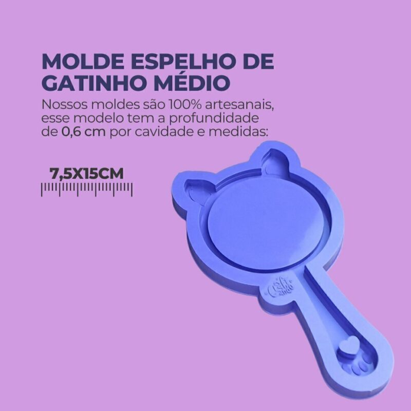 Molde de Silicone Para Resina Epóxi Espelho de Gatinho Médio - Imagem 2