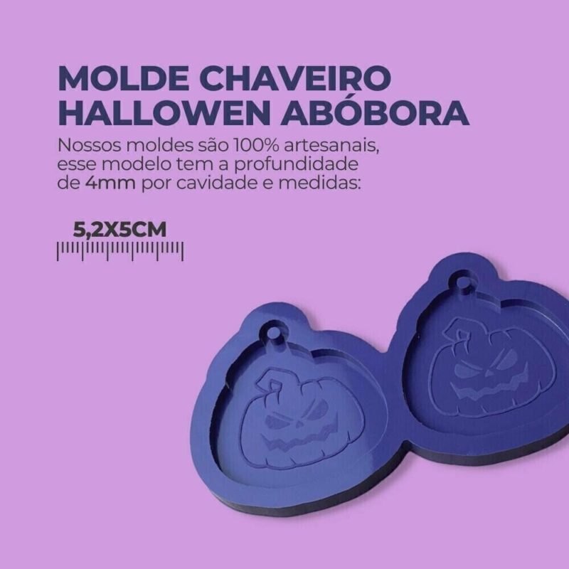 Molde de Silicone Para Resina Epóxi Chaveiro Hallowen Abóbora - Imagem 2