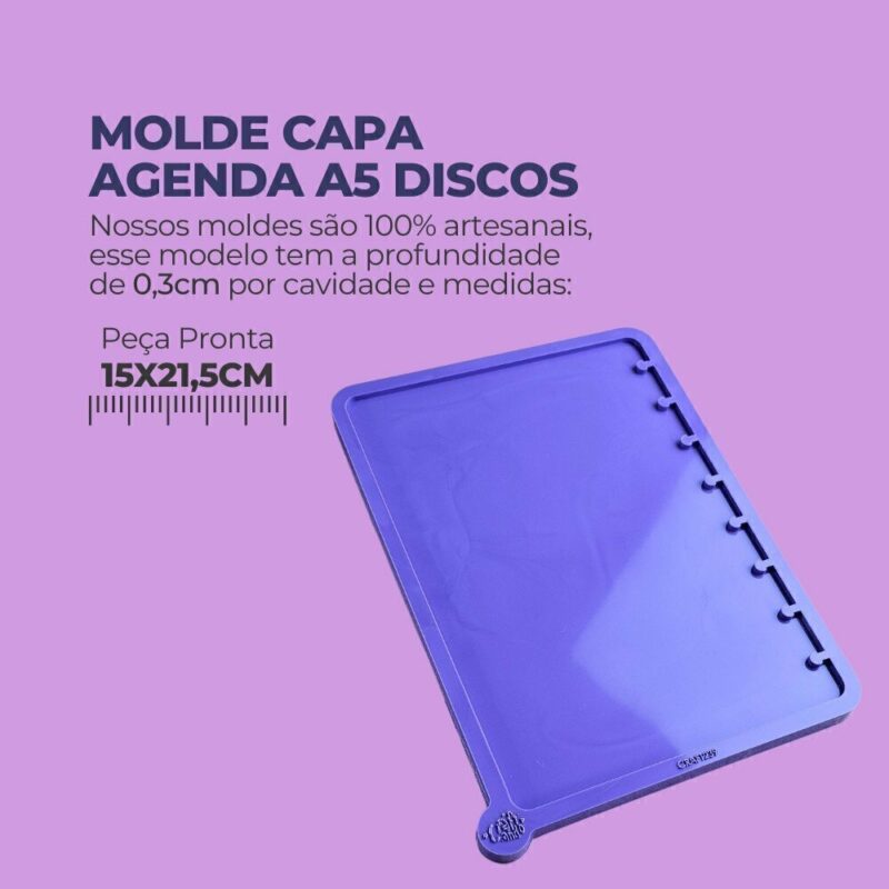 Molde de Silicone Para Resina Capa Agenda A5 Discos - Imagem 2
