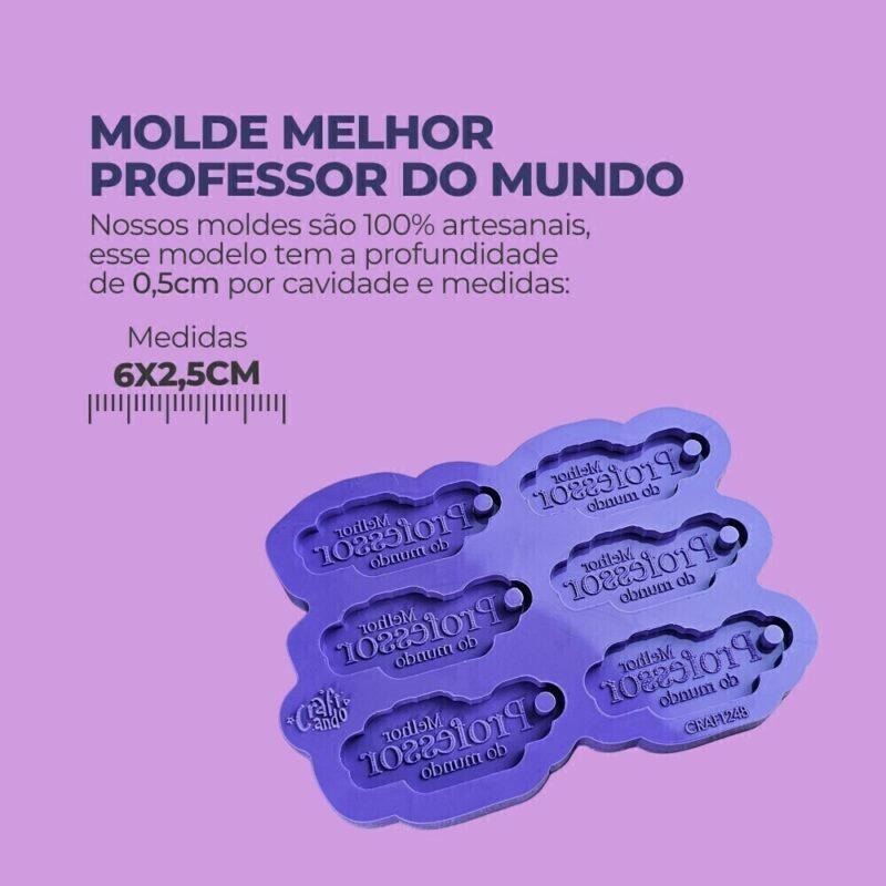 Molde de Silicone Para Resina Epóxi Melhor Professor do Mundo - Imagem 2