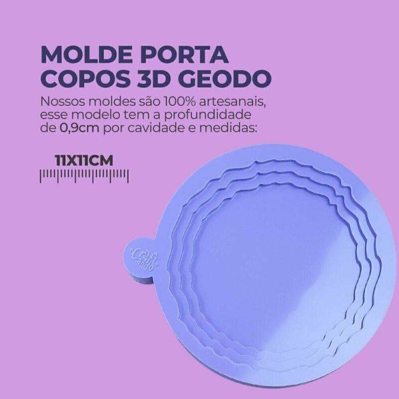 Molde de Silicone Para Resina Epóxi Porta Copos 3D Geodo - Imagem 2
