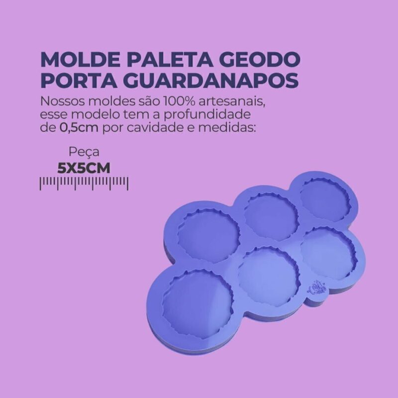 Molde de Silicone Para Resina Epóxi Paleta Geodo Porta Guardanapos - Imagem 2