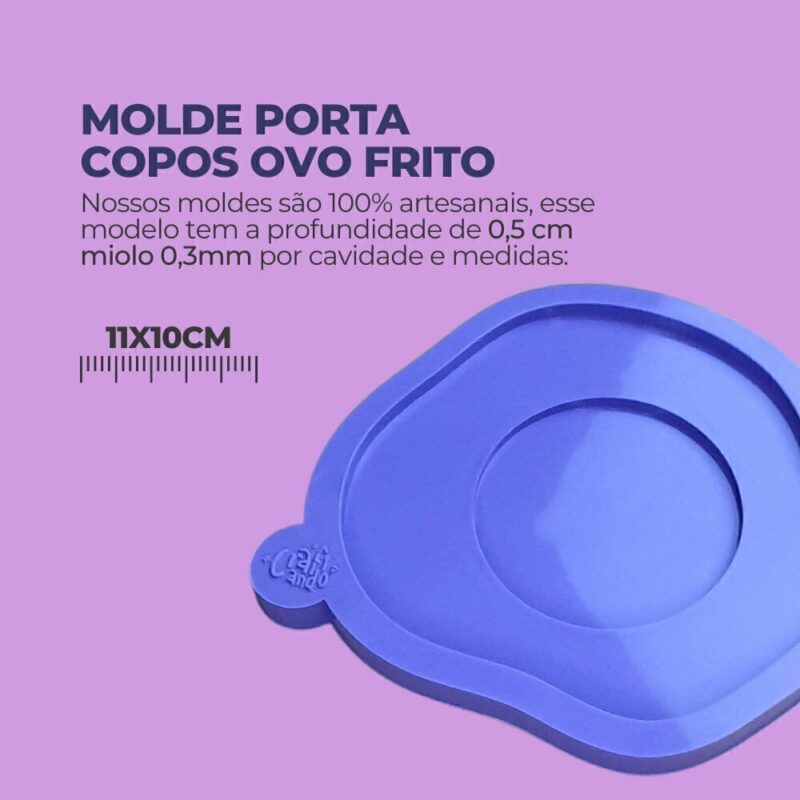 Molde de Silicone Para Resina Epóxi Porta Copos Ovo Frito - Imagem 2