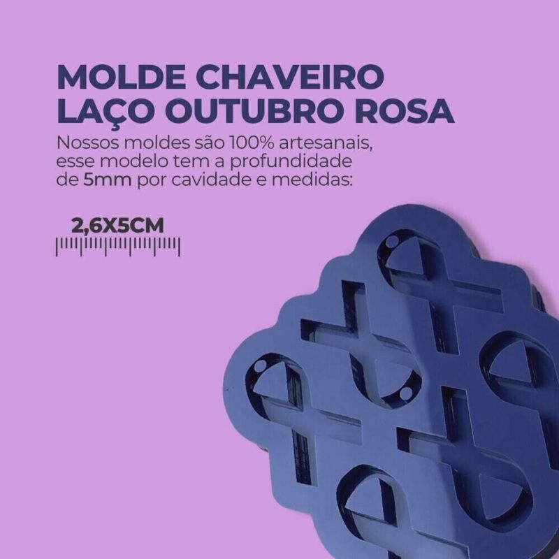 Molde de Silicone Para Resina Epóxi Chaveiro laço Outubro Rosa - Imagem 2