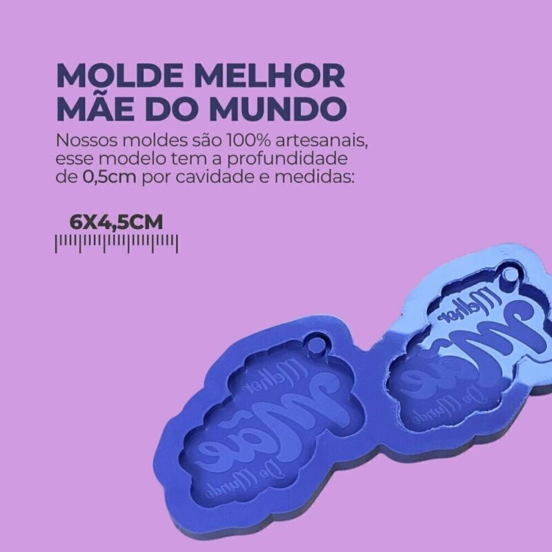 Molde de Silicone Para Resina Epóxi Chaveiro Melhor Mãe do Mundo - Imagem 2