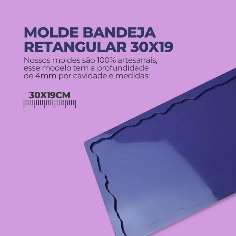 Molde de Silicone Para Resina Epóxi Bandeja Retangular 30x19cm - Imagem 2