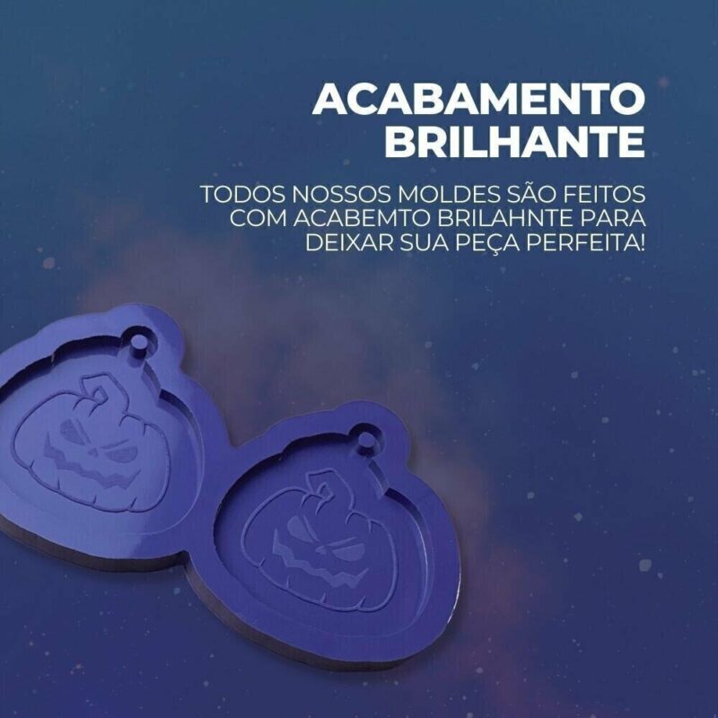 Molde de Silicone Para Resina Epóxi Chaveiro Hallowen Abóbora - Imagem 3