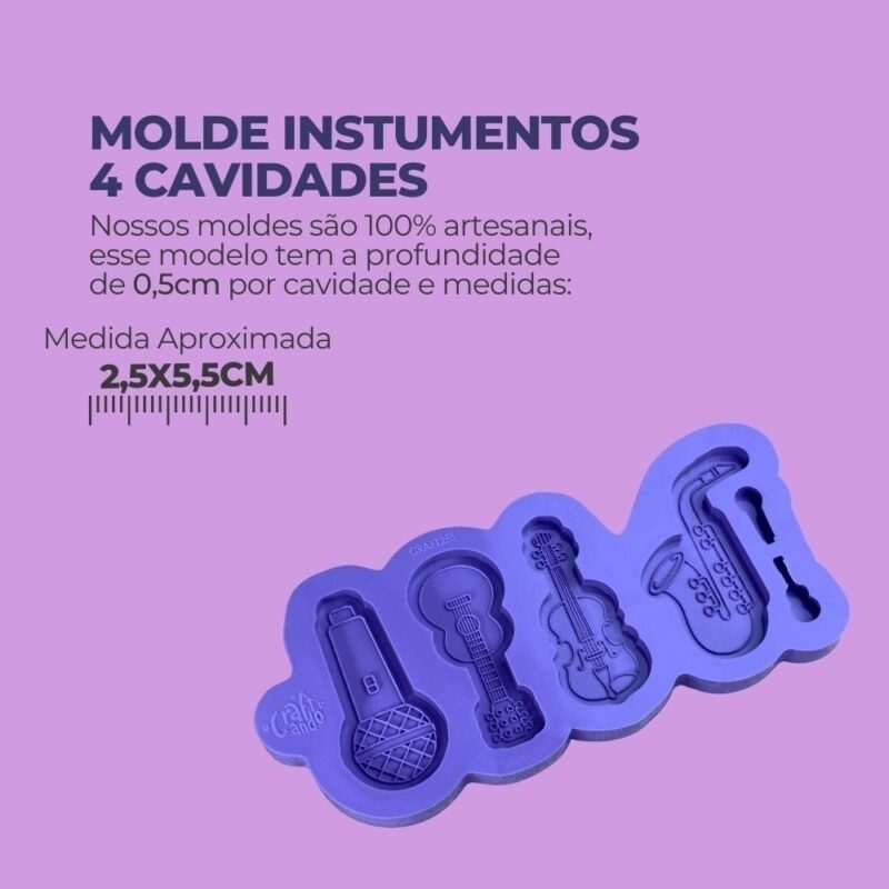 Molde de Silicone Para Resina Epóxi Instumentos 4 Cavidades - Imagem 2