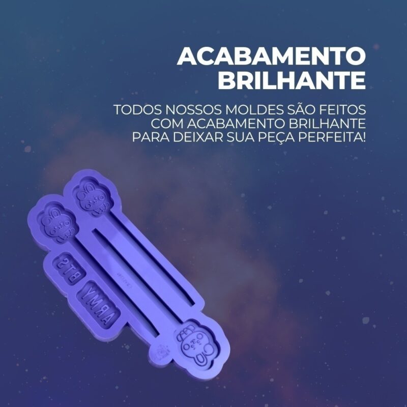 Molde de Silicone Para Resina Epóxi Caneta BT21 Cooky - Imagem 3