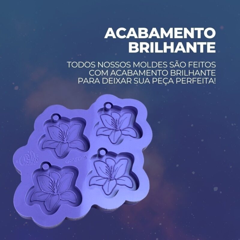 Molde de Silicone Para Resina Epóxi Chaveiro Flor de Lírio 4cav - Imagem 3