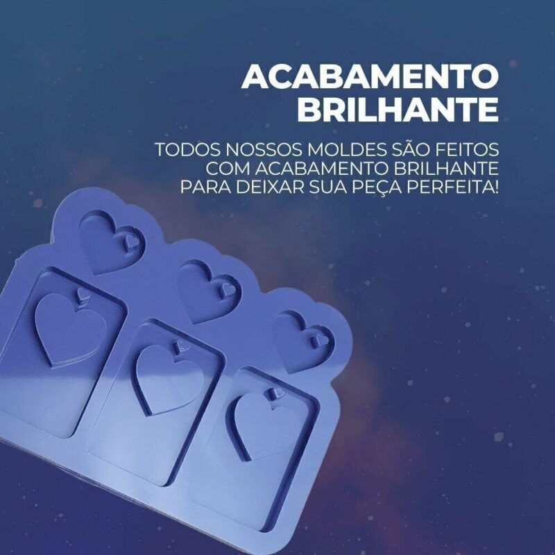 Molde de Silicone Para Resina Epóxi Tag Coração Vazado - Imagem 2