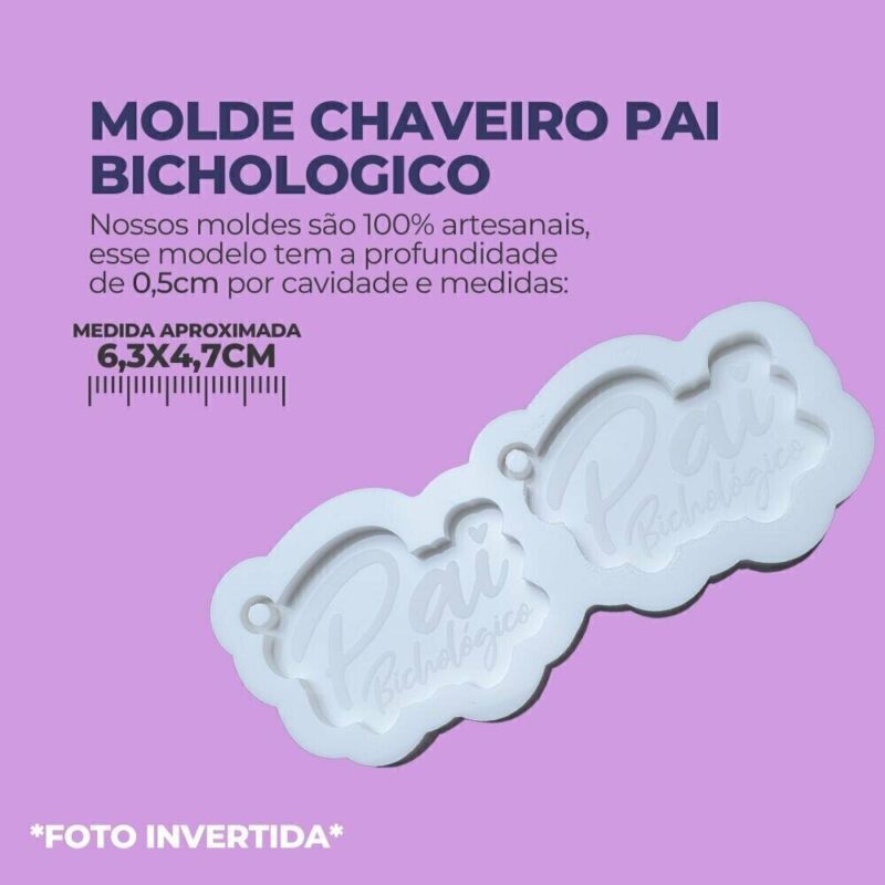 Molde de Silicone Para Resina Epóxi Chaveiro Pai Bichologico - Imagem 2