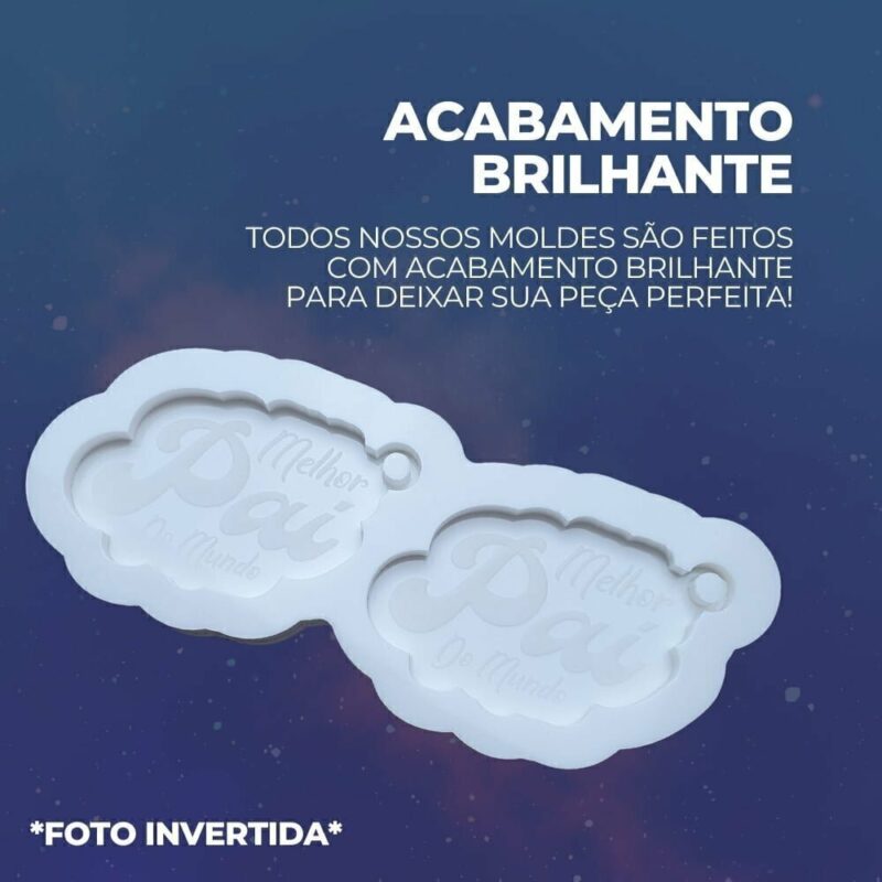 Molde de Silicone Para Resina Epóxi Chaveio Melhor Pai do Mundo - Imagem 3