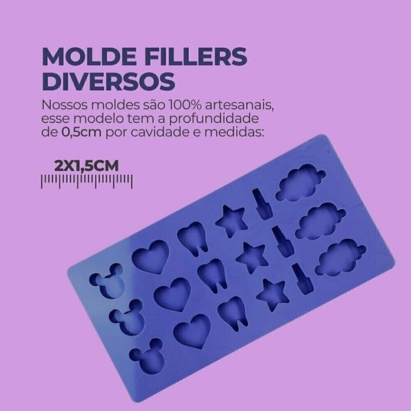 Molde de Silicone Para Resina Epóxi Chaveiro Fillers Diversos - Imagem 2