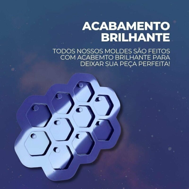 Molde de Silicone Para Resina Epóxi Hexagonais 2,5cm - Imagem 3
