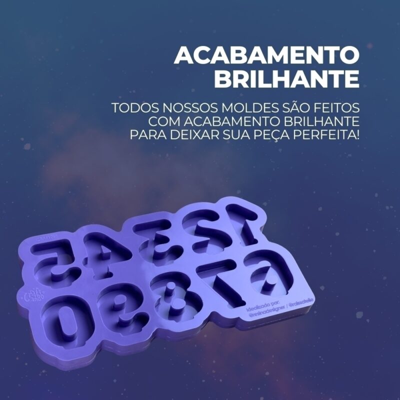Molde de Silicone Para Resina Epóxi Para Topo de Bolo - Topo de Bolo Números 4cm - Imagem 3