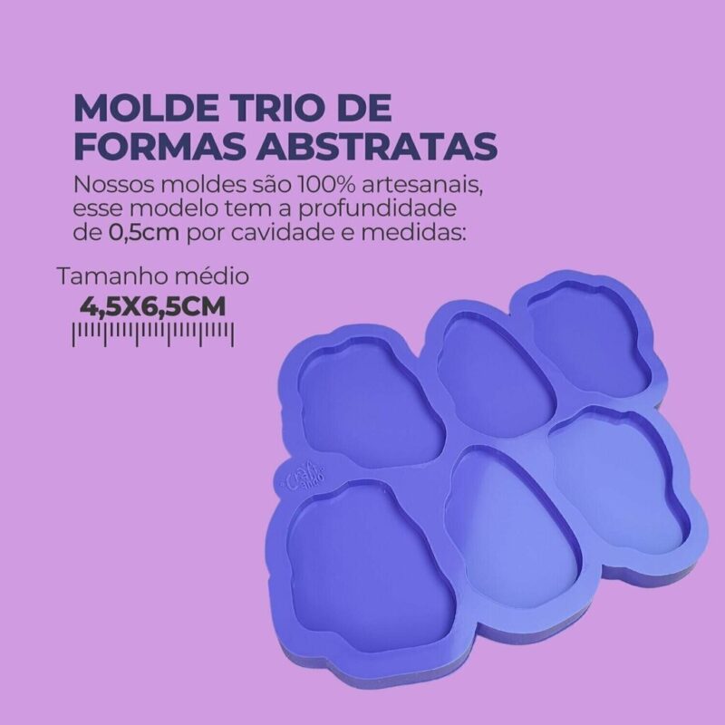 Molde de Silicone Para Resina Epóxi Trio de Formas Abstratas - Imagem 2