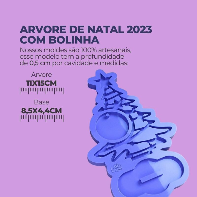 Molde de Silicone Para Resina Epóxi Arvore de Natal 2023 Com Bolinha - Imagem 2